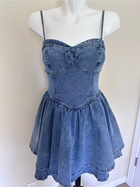 Avec Les Filles Light Blue Denim Piece with Pink Tag